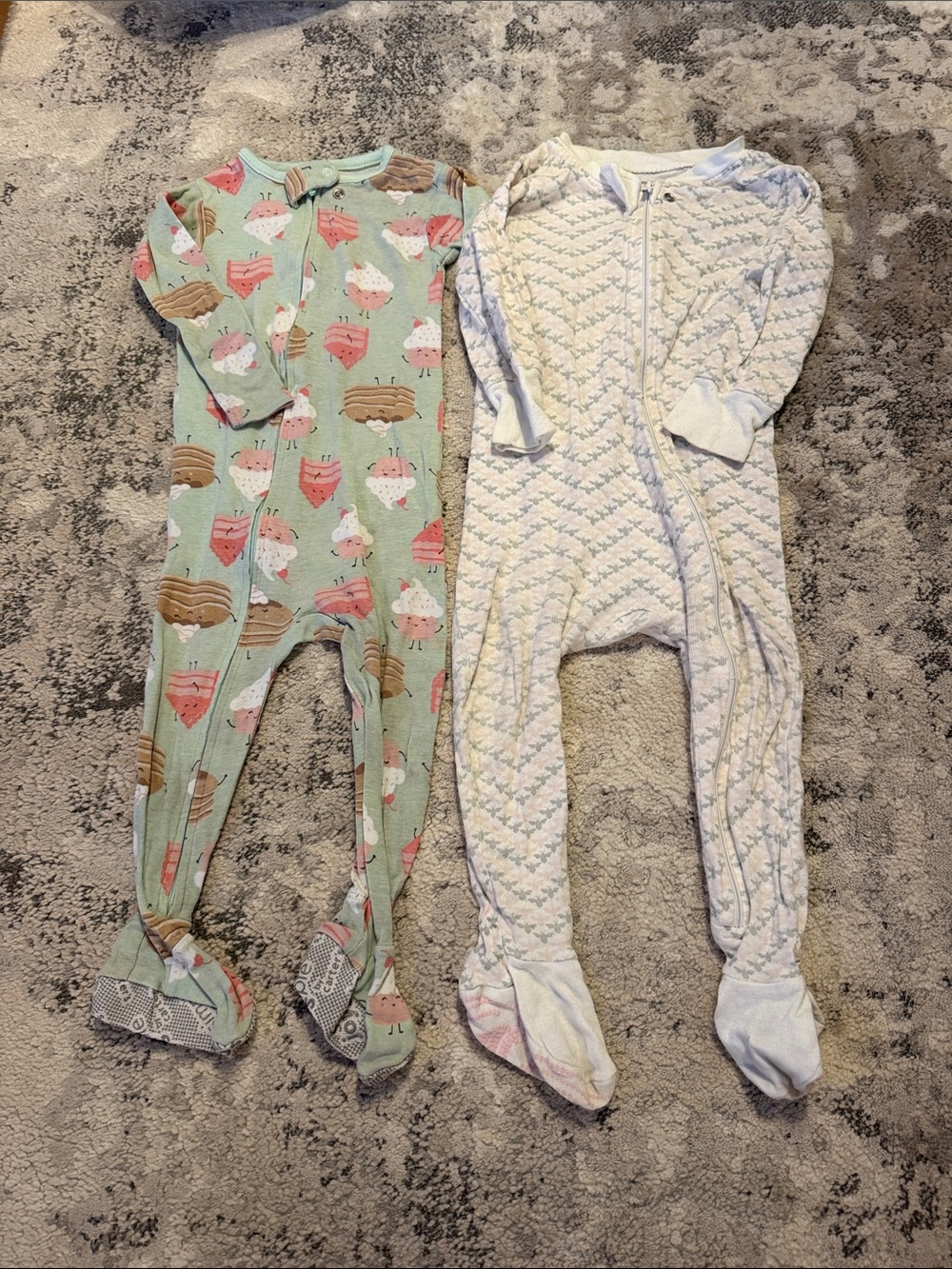 Mint Green Cupcake Print Footed Pajama - Soft Zip-Front Sleeper